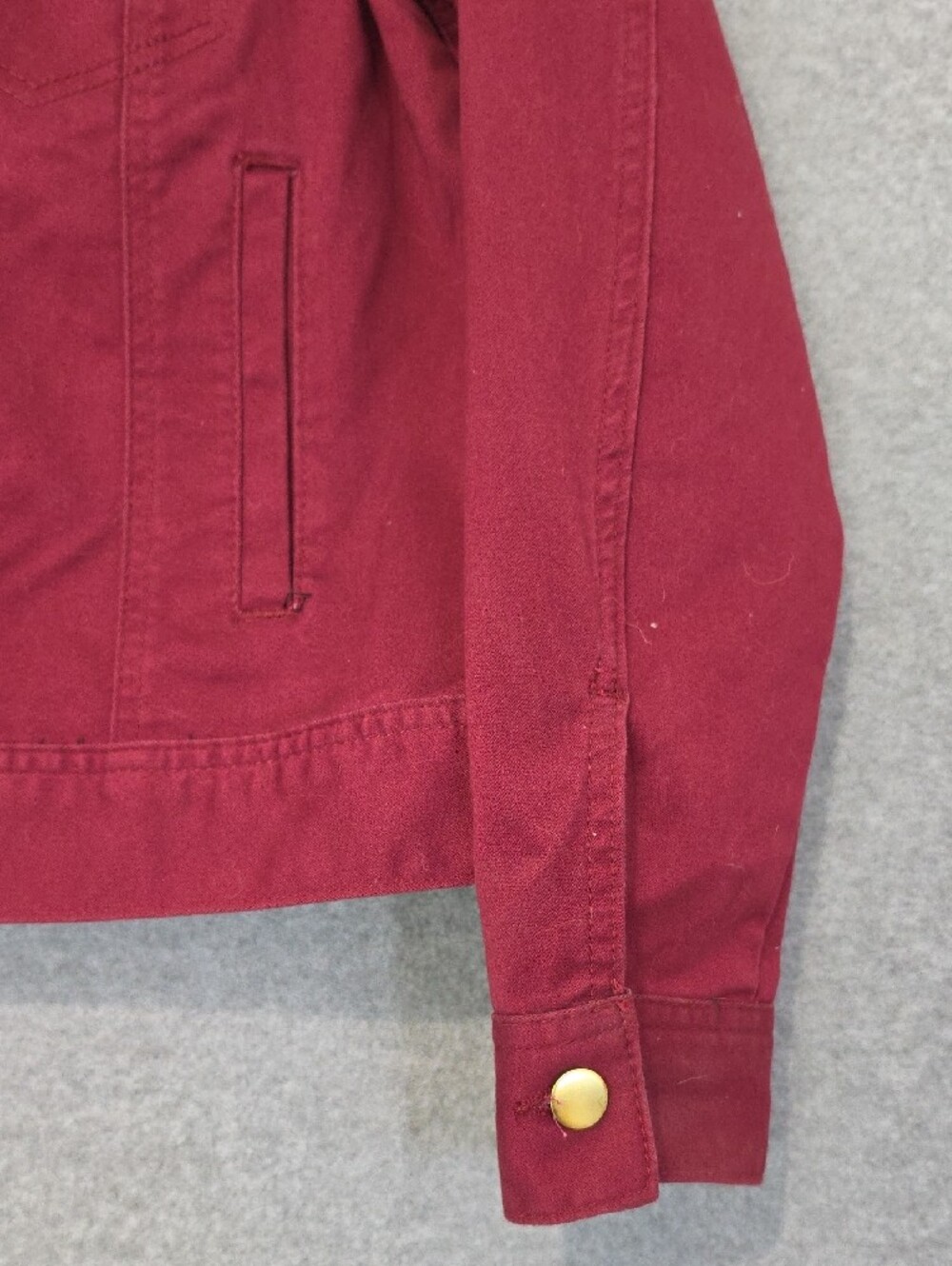IMAN Burgundy Button-Front Jean Jacket - Picture 4 of 7